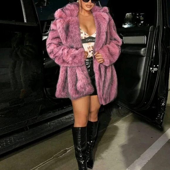 Sexy Open Front Fuzzy Coat Winter Clothes - Picture 5 of 5